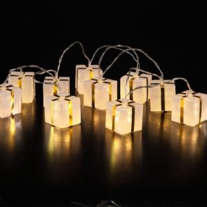 XMAS LIGHTS B/O 10 SPARKLY GIFT BOX GARLAND