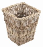 LITTER BASKET SQ GREY RATTAN