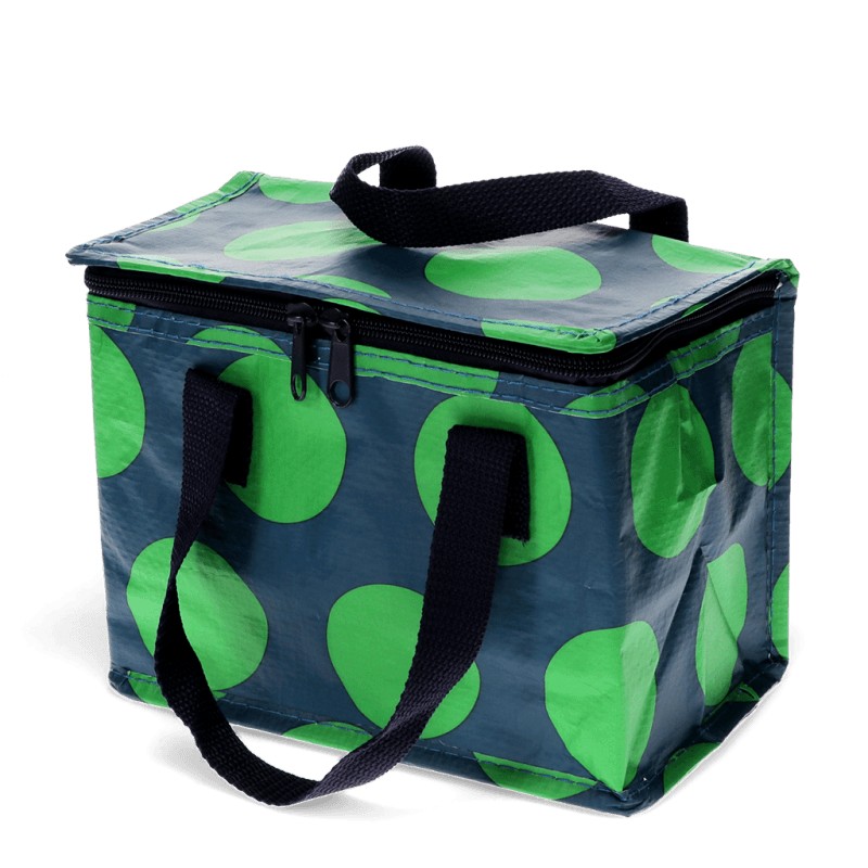 LUNCH BAG GREEN SPOT ON BLUE