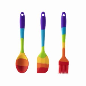 MINI SILICONE SPOON SPATULA & BRUSH SET RAINBOW