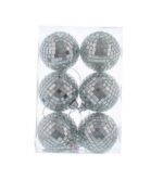 SILVER MIRROR BALL 6PK 6CM
