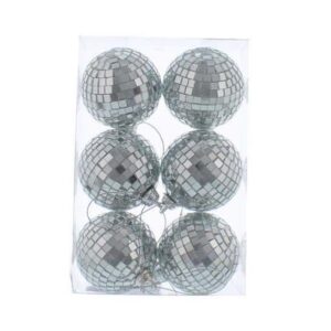 SILVER MIRROR BALL 6PK 6CM